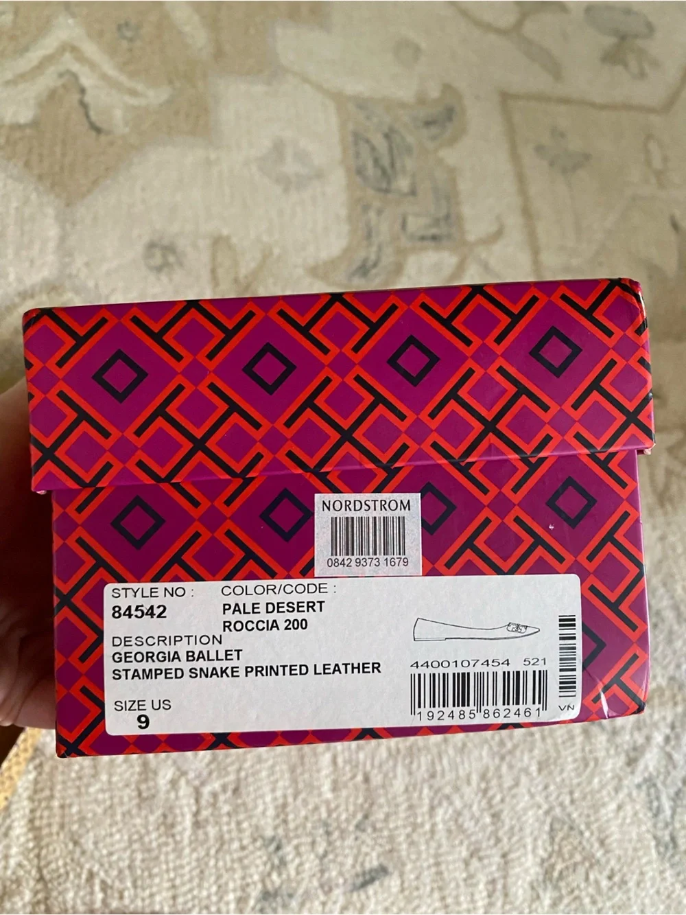TORY BURCH Georgia Logo Snake Printed Leather Ballet Flats Women’s Size 9